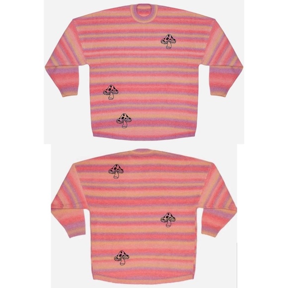 Spirit Jersey Psychedelic Pink Purple Ombre Mushroom Stripe Y2K 90s Knit Sweater - Picture 3 of 14